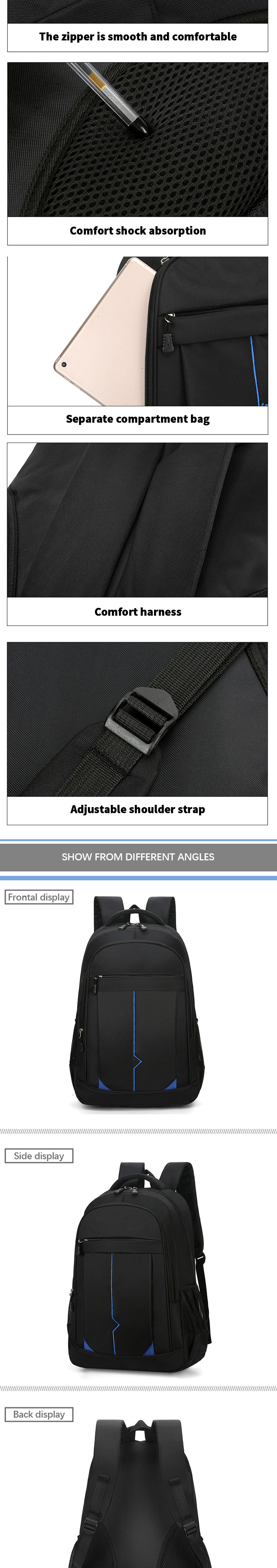 Sympathybag Wholesale Oxford cloth backpack leisure fashion computer backpack large capacity student outdoor travel backpack