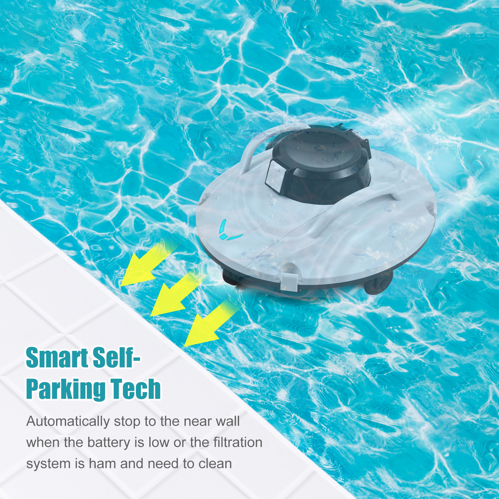 90 Mins Lasting 35W Cordless Vacuum Cleaner For Swimming Pool Robotic Pool Cleaner
