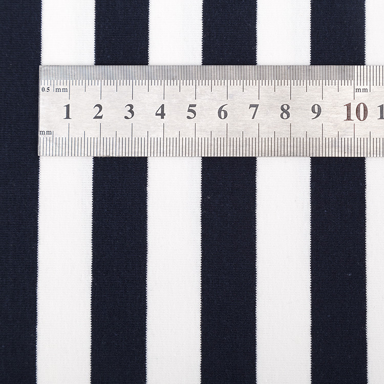 Custom Cotton Lycra Rib Knit Fabric Summer T Shirt Plain Striped Material