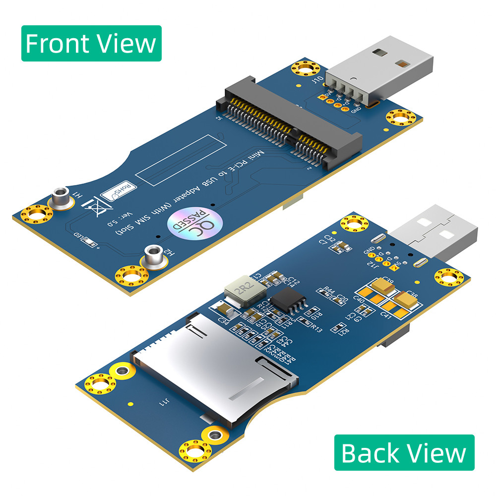 Mini PCI-E PCIe 52Pin to USB 2.0 Wireless Module Adapter Riser Card with SIM Slot VER 5.0 For 3G 4G WWAN LTE GSM Modem