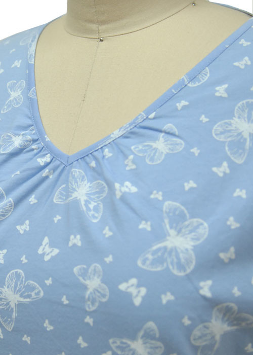 Print Single Jersey Ladies Night Dresses Sleepwear Summer Cotton Nightgowns
