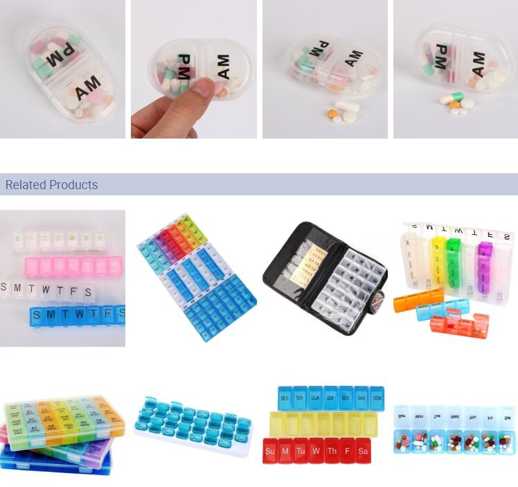 28 compartment column shape plastic pill storage box with pill crush box, Conventional eco-friendly 4 grids plastic trav
