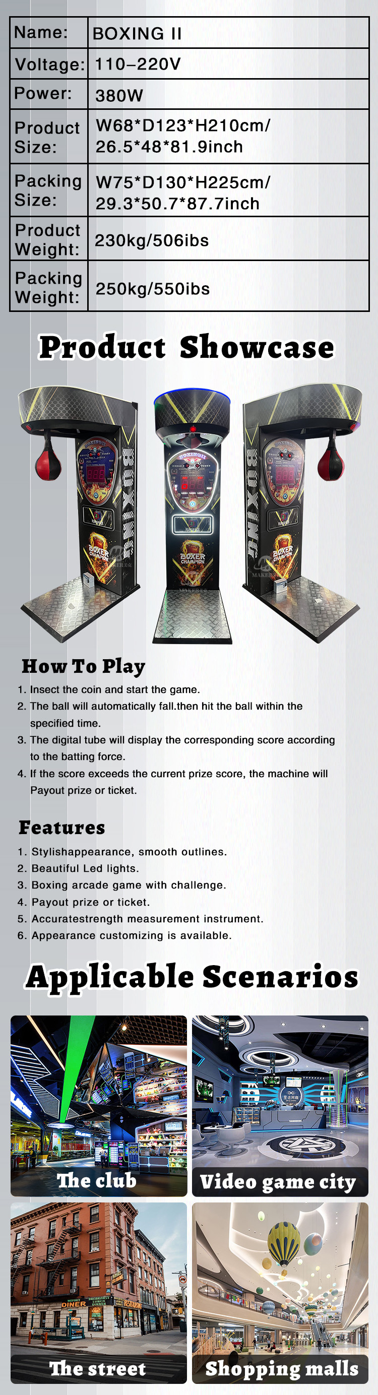 Metal Boxing Sports Game Machine Electronic Boxing Machine For Amusement Park