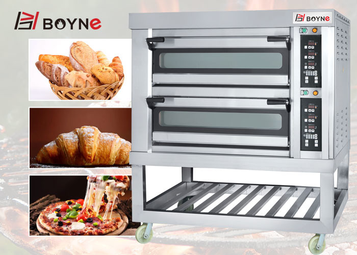Double Layer Four Trays Electric Oven Stainless Steel For Bakery computer touch