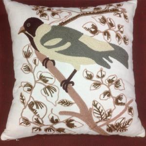 China Embroidery cushion cover with bird design. on sale
