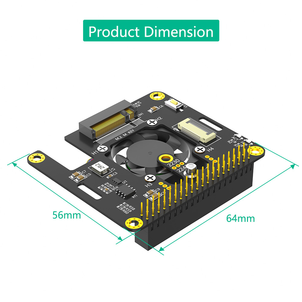 New version 3 in 1 Combo M.2 NVMe to PCIe Adapter with cooler fan and Automatic Discoloration LED for Raspberry Pi 5