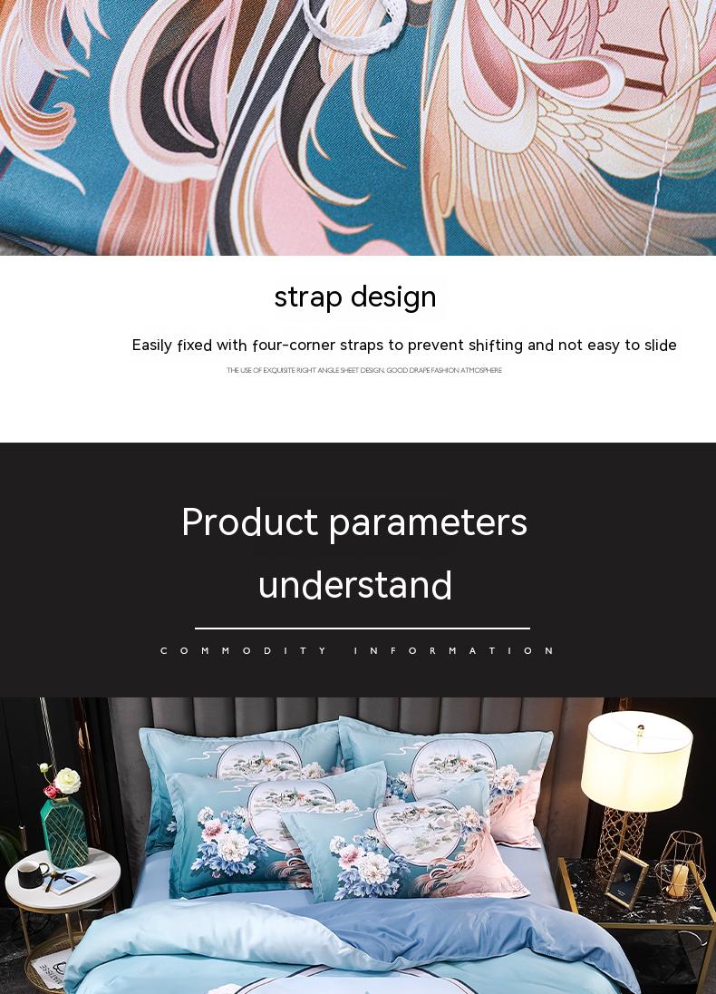 Fashionable Washed Tencel Bedsheets Sets Bedding Set Eco-friendly and Soft Hand Feel