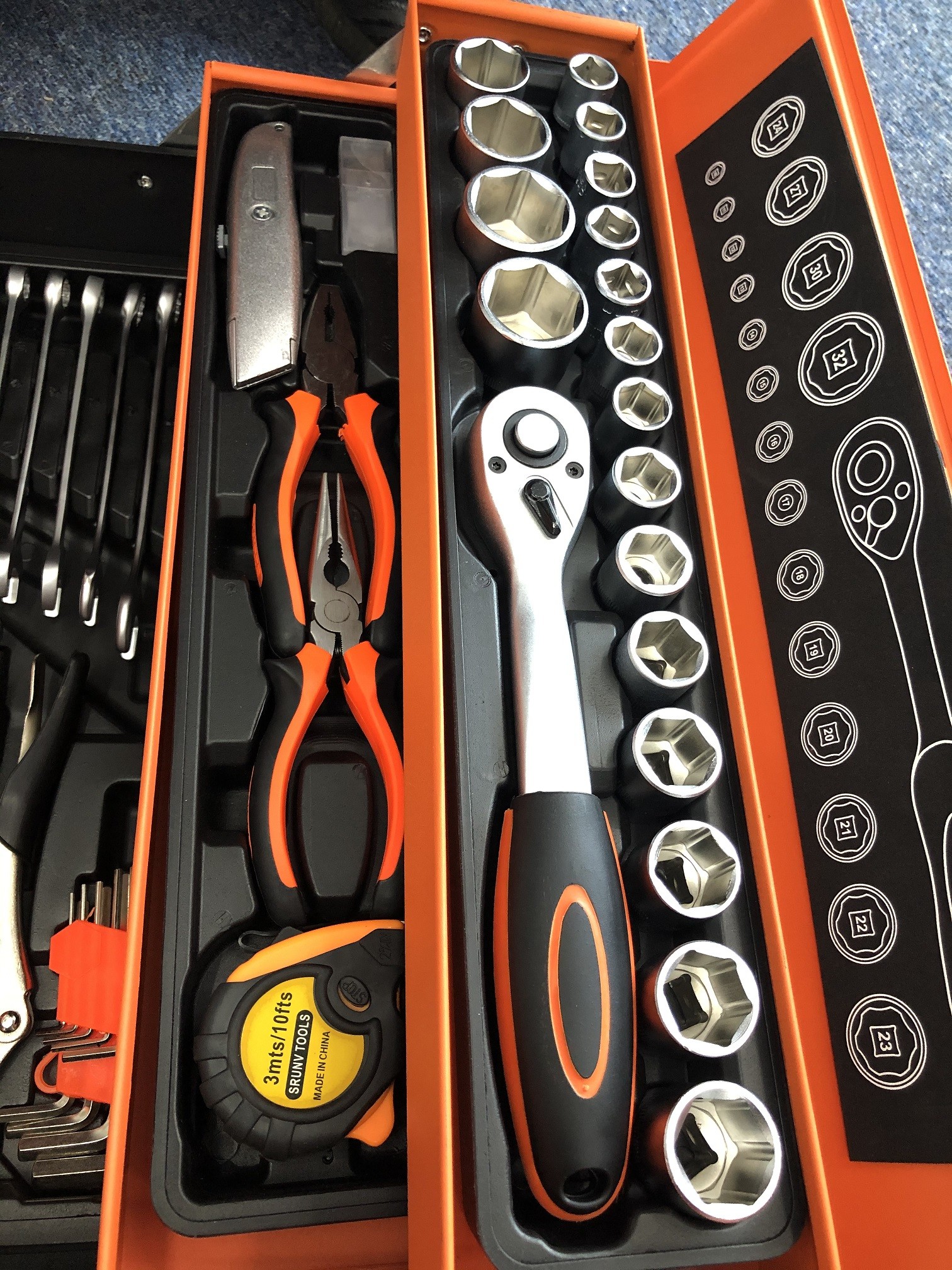Three Layers Portable Steel Toolbox Multi-Function Household Folding Hardware Storage Box Auto Repair Toolkit