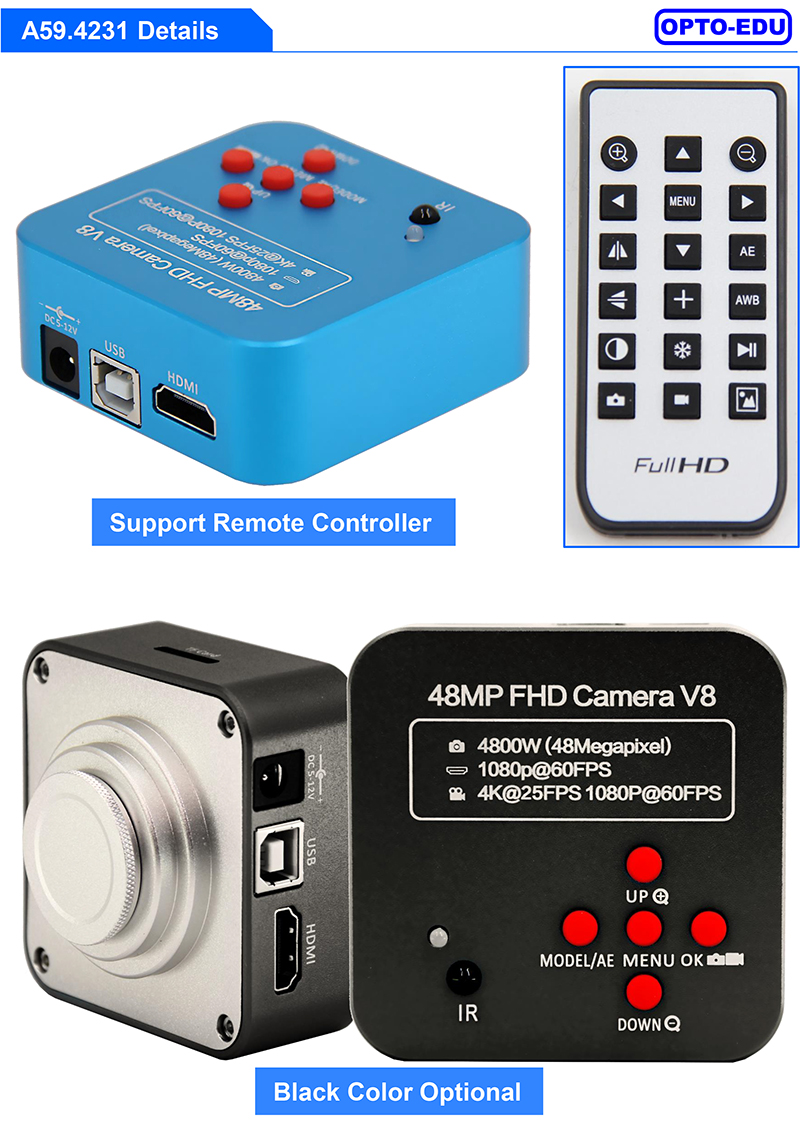 OPTO-EDU A59.4231 2K 38M Portable Hd Microscope Camera