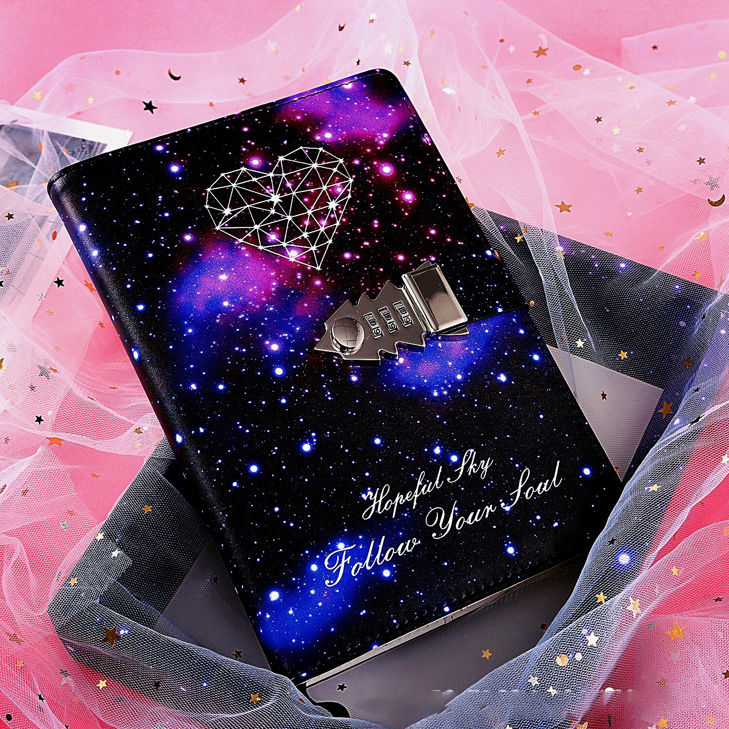 2022 Leather Lock Catch Journal Writing Schedule Notebook For Students 12 Constellation