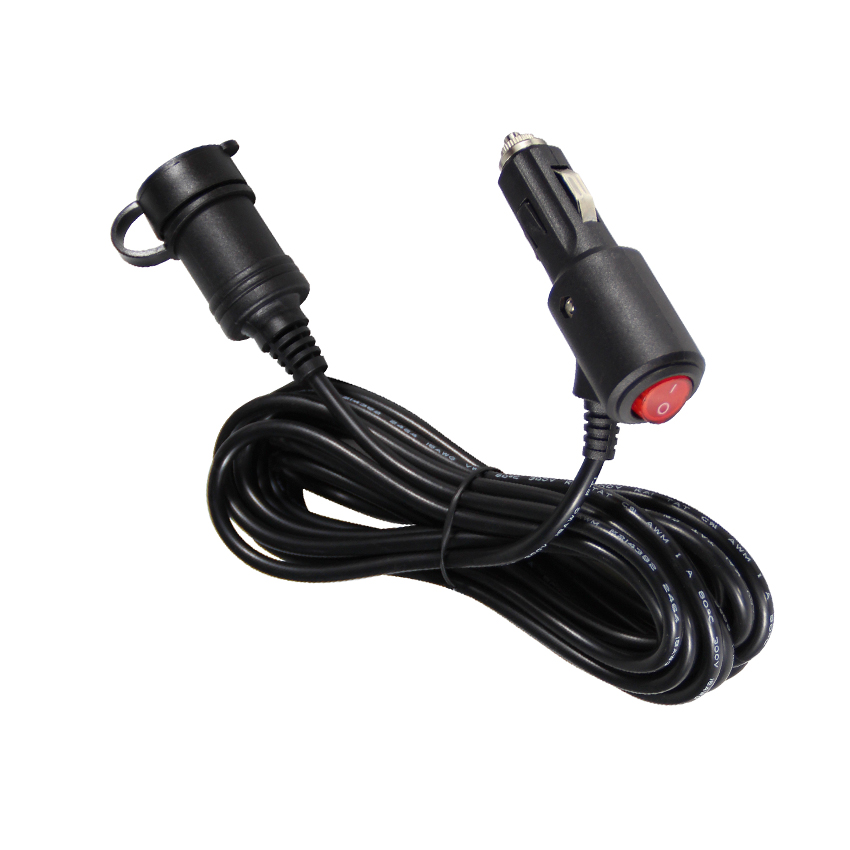Car Cigarette Lighter Charger with Switch and Male To Female Connector