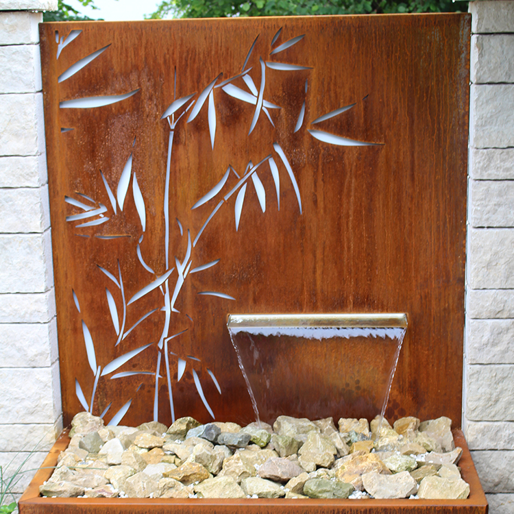 Modern Fountains Corten Steel Waterfall Outdoor Garden Water Features With Screen