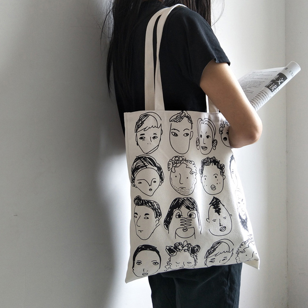 2022 Factory Customize Reusable Shopping Bag Fashion Women Canvas Tote Printing Eco Shopper Bags Shoulder Bags handbag