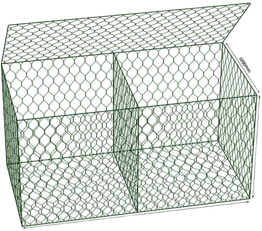 Pvc Green 6mx2mx0.3m Hexagonal Gabion Basket Galvanized Iron Wire Mesh Rock Box