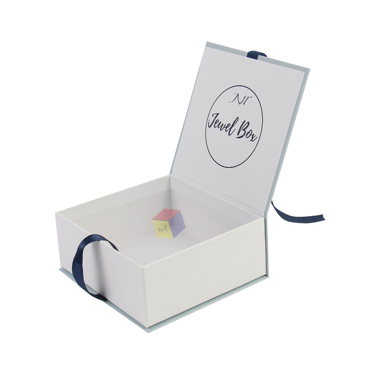 Square Book Shape Cardboard Jewelry Gift Boxes Stylish With Ribbon