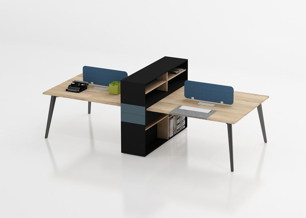 Modular Design Staff Office Desk , 4 Person Workstation Table With Middle Cabinet