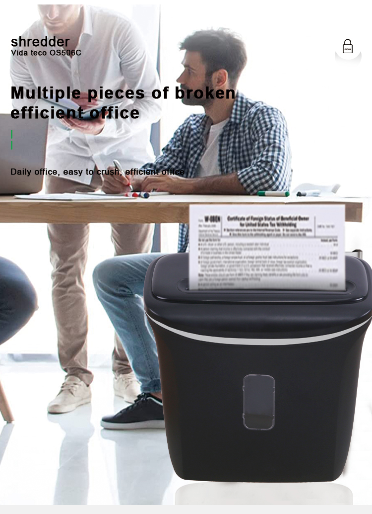 V-Shape 6-Sheet Shredder Jam-Free Durable Mechanism Max. 8 Sheets 5mm Cut Guaranteed