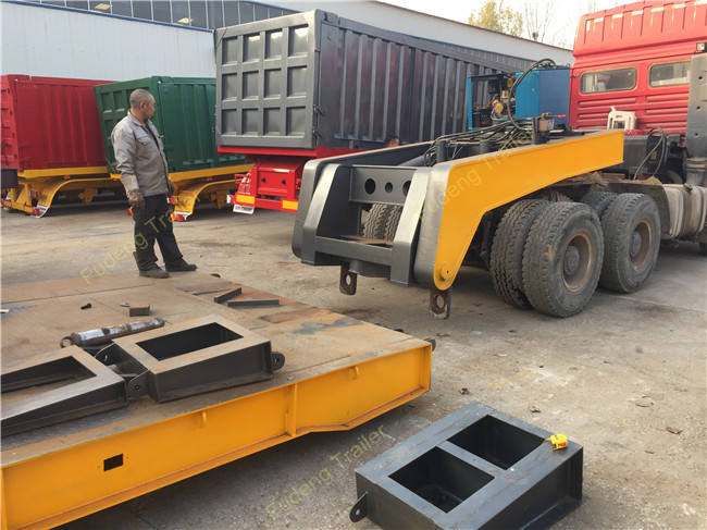 2 Axles Removable Gooseneck Low Bed Trailer , Heavy Machine Lowbed Trailer