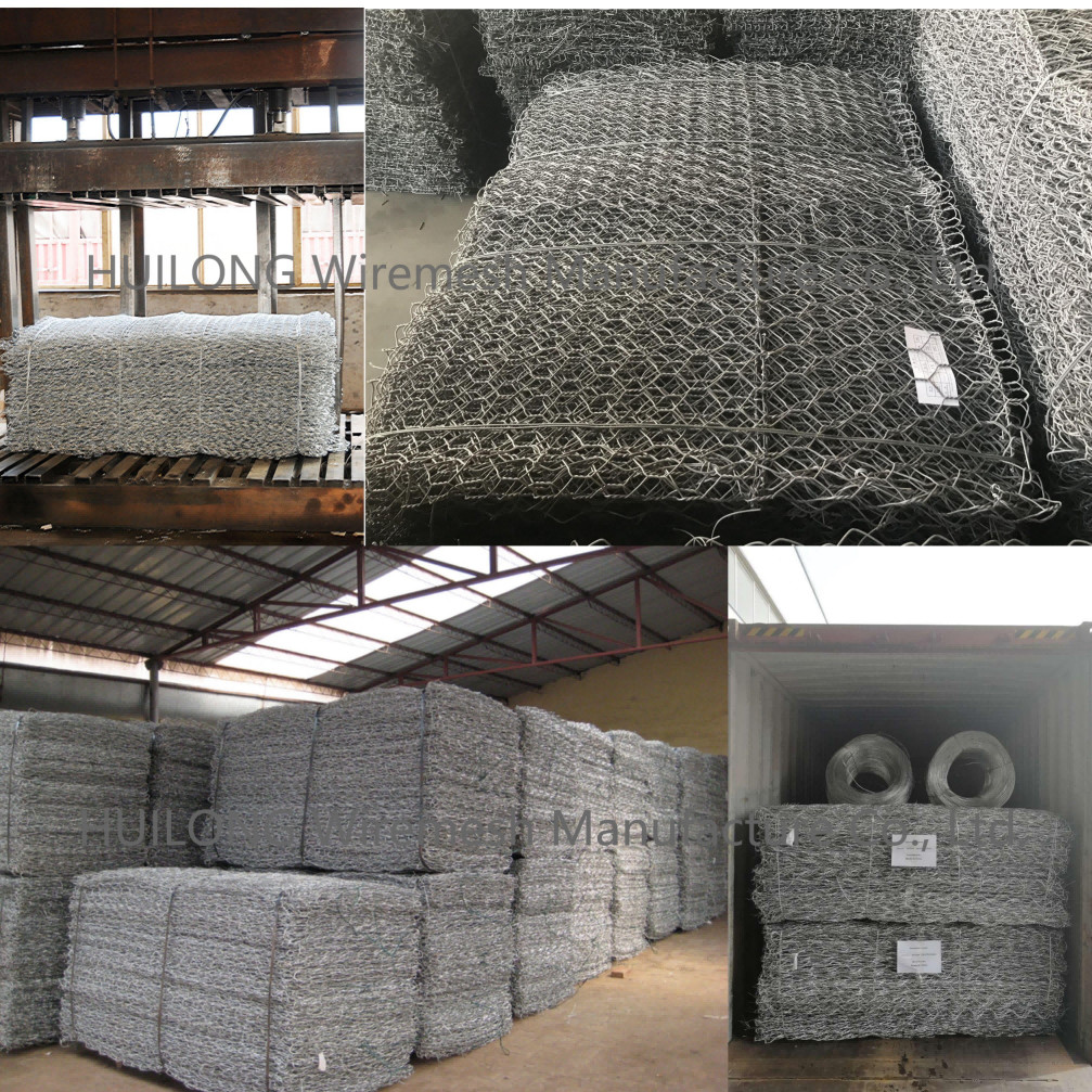 80x100mm Retaining Wall Gabion Basket Hexagonal Weaving Galvanized steel wire