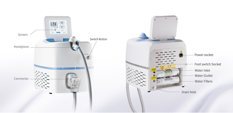 Portable Diode Laser Hair Removal Machine 810nm 808nm Body Laser Hair Removal
