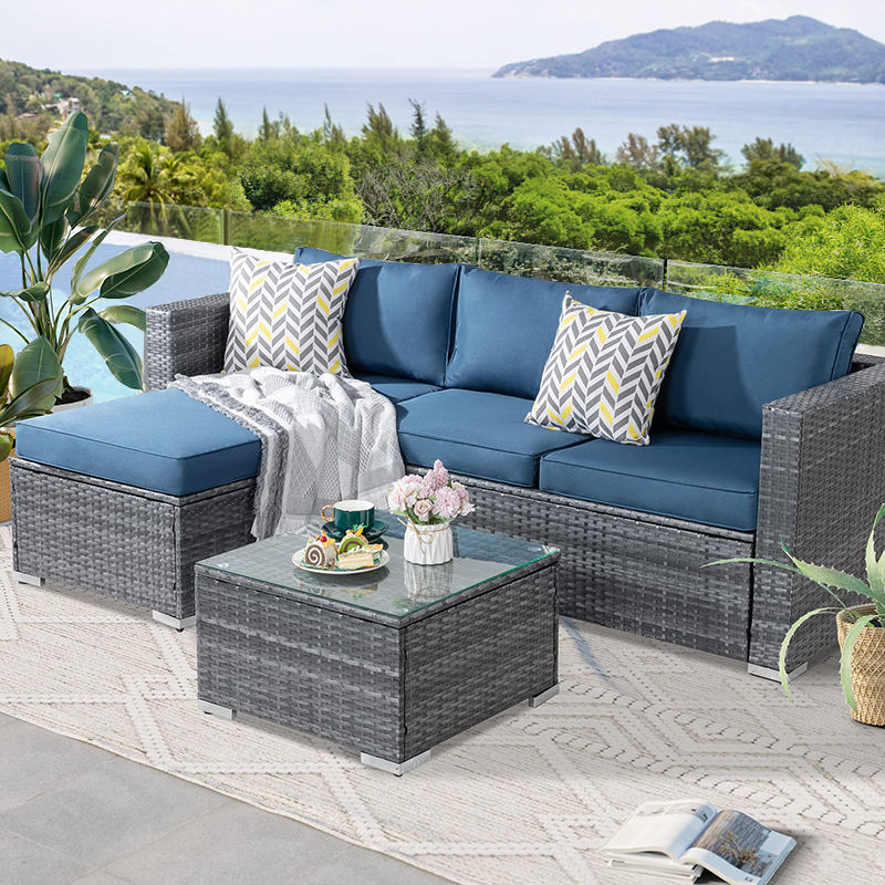 Courtyard Rattan Garden Sofa Set Customized Wicker Outdoor Couch