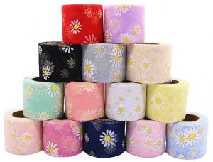 China Sunflower Daisy Embroidered Organza Tulle Rolls 20d Decoration Crafts on sale