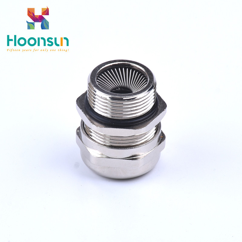 Nickel Plated Brass EMC Power Cable Gland With Spring Shielding