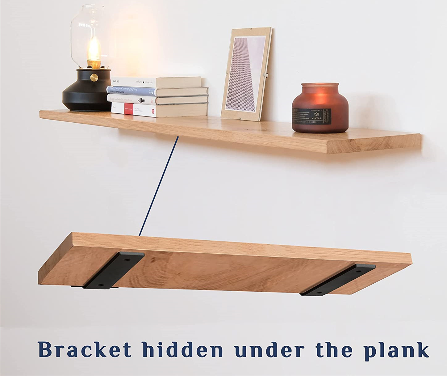 8 Inch Black Metal L Brackets Hidden Brackets for Floating Wood Shelves Tolerance 0.02