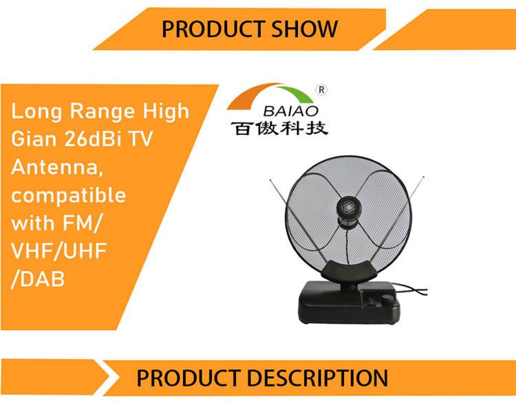 Long Range 50ohm 5-28dBi Analogue Tv Antenna Digital Amplified Antenna With Booster