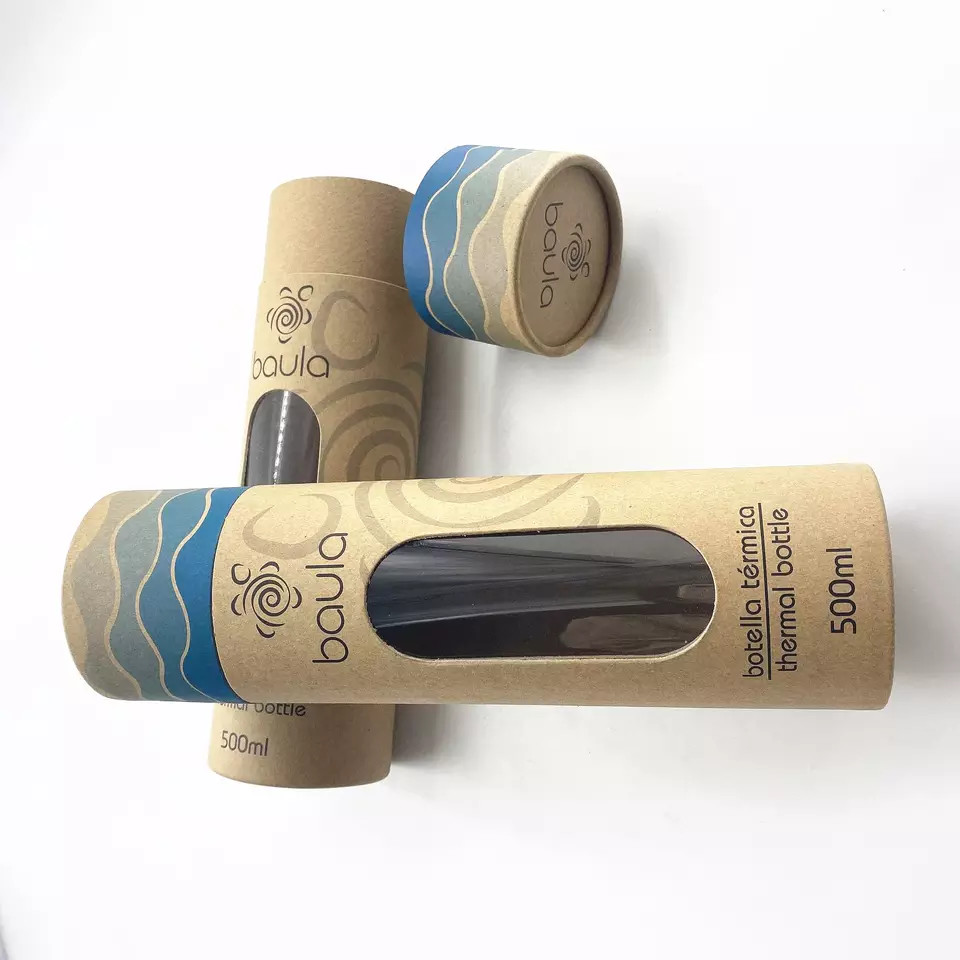 Printed Kraft Paper Tube with Window for Wine Bottle Cup Packaging