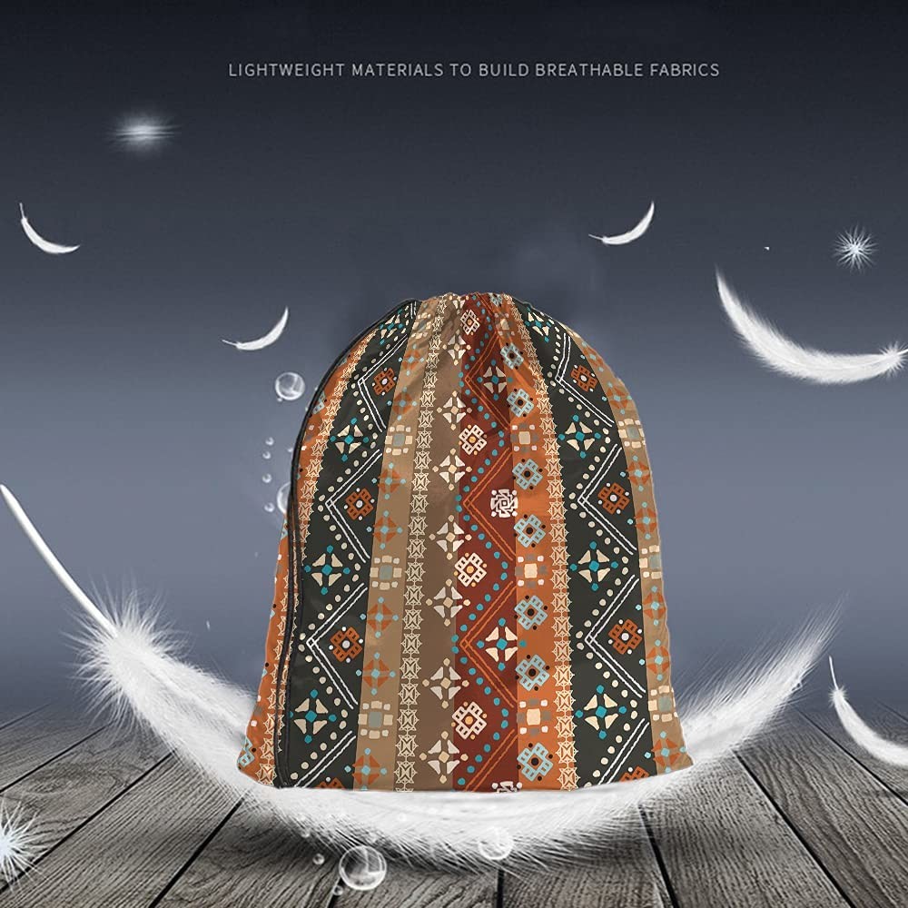 Boho Floral Drawstring Bag Backpack Bohemian Style Tribal Art Batik Seamless Pattern