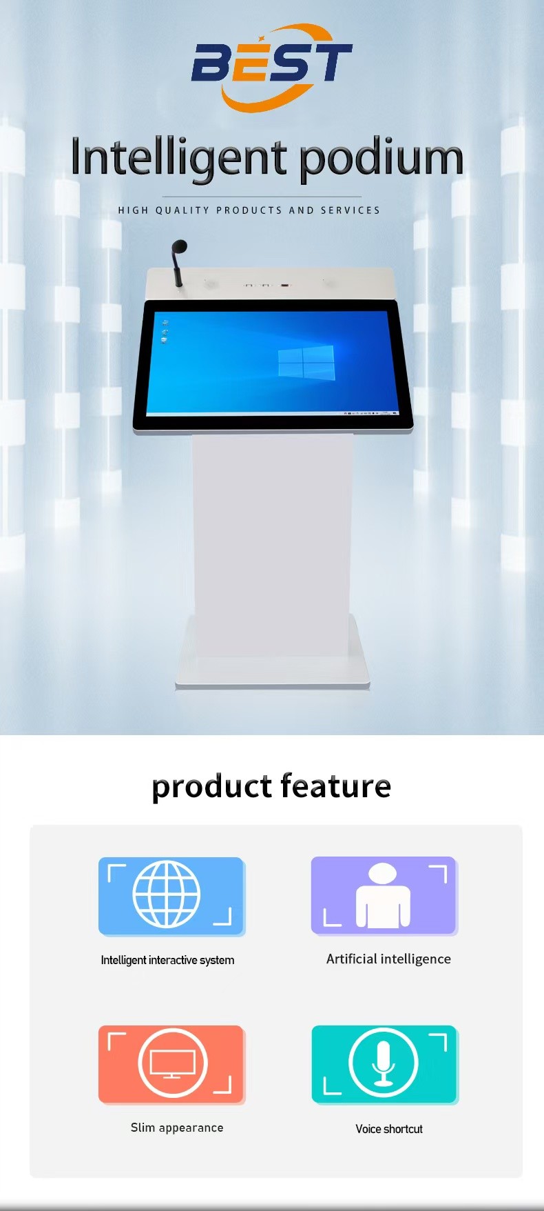 OEM ODM Smart Pulpit Podium , Conference Hall Multi Media Lectern