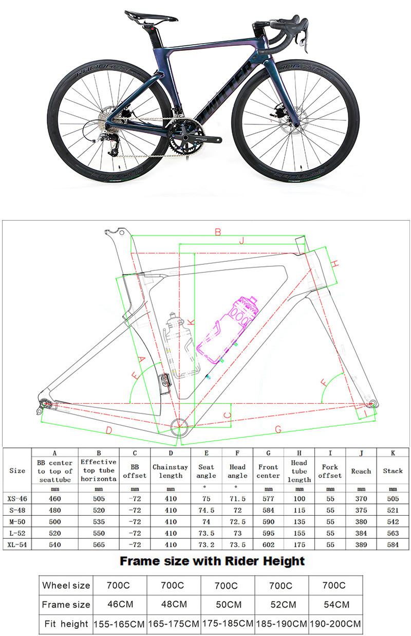 T900 High Modulus Carbon Fiber Road Bike SRAM RIVAL 22S With 50C Carbon Wheelset