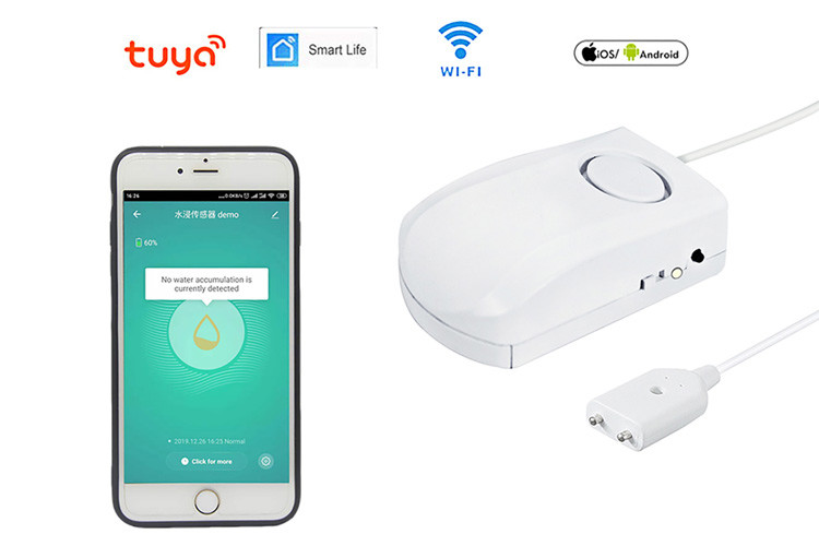ABS Smart Water Sensor Alarm Wireless 115G For Kitchen Bathroom