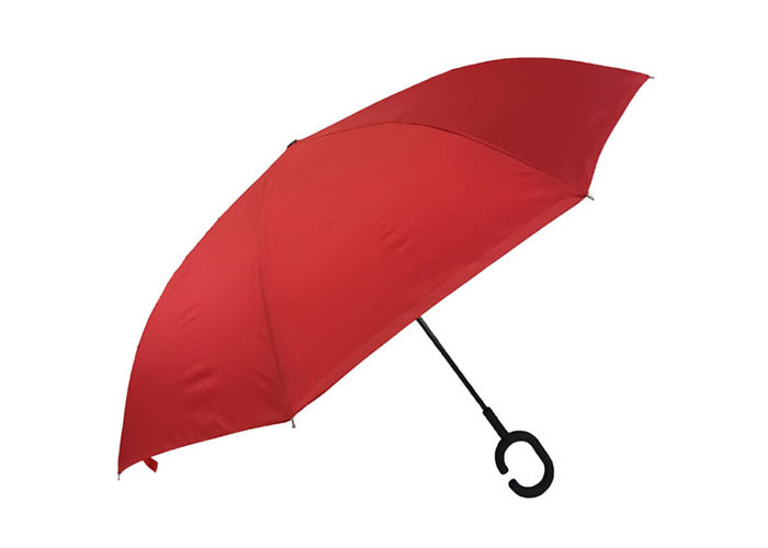 Straight Folding Folding Inverted Umbrella , Car Reverse Umbrella C Shaped Handle