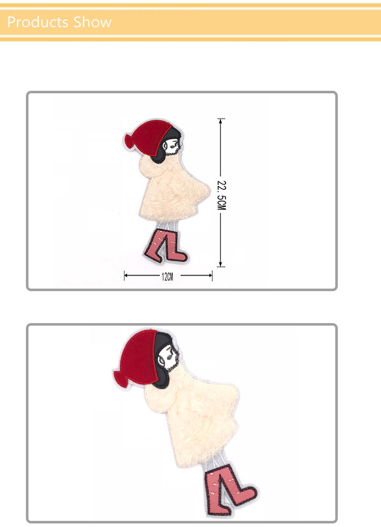 Cute Little Girl Custom Chenille Patches / Girly Iron On Patches With Plush Material