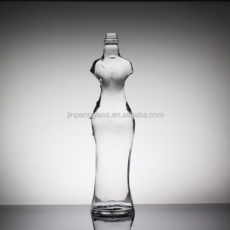 Sexy Female Body Shaped Bottle Unique Glass Liquor Bottle With Crown Cap
