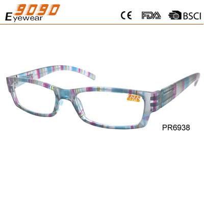 Quality Fashionable reading glasses with plastic  frame ,printed the pattern for sale