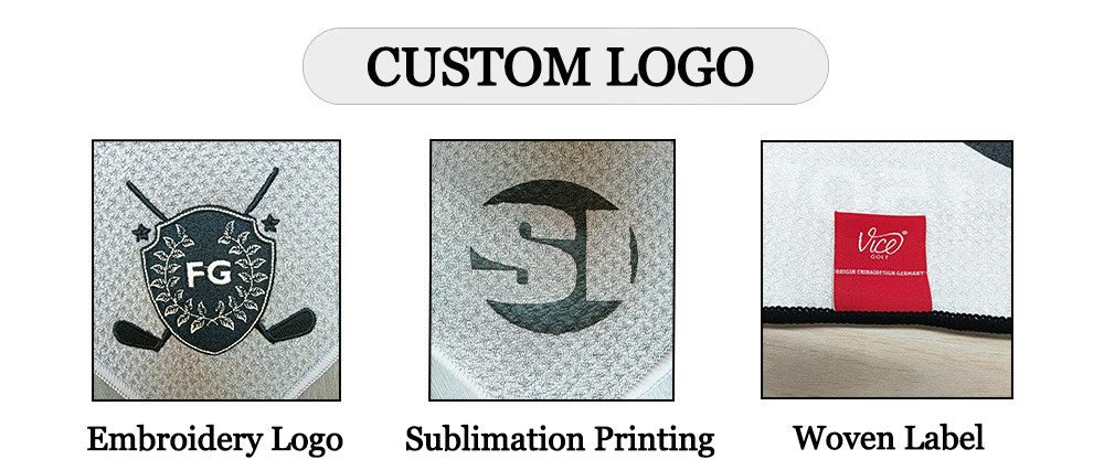 custom woven pattern embroidered transfer print golf towel for golf waffle super absorbent sublimation