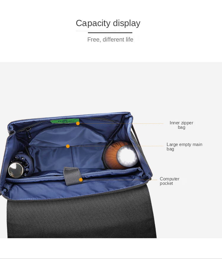 PU Leather Travel Men Business Backpack With Physiological Curve Back