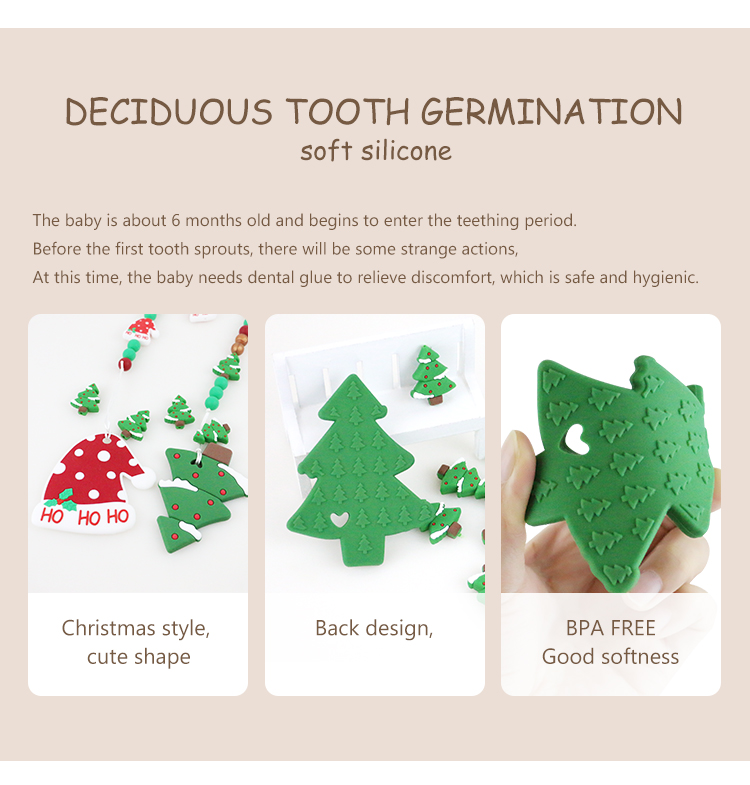 Christmas Hat Silicone Teething Bead Chewable BPA Free For Infant Baby