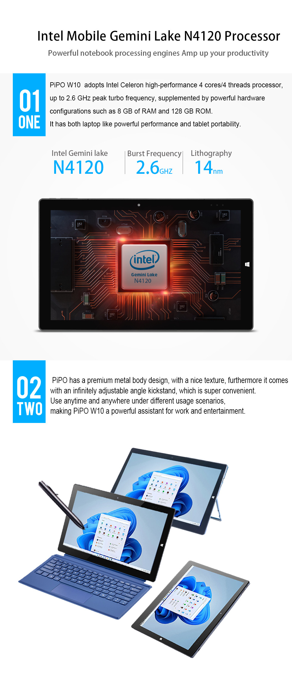 Windows 11 Touchscreen 2 In 1 Laptop Tablet With Pen Detachable Keyboard