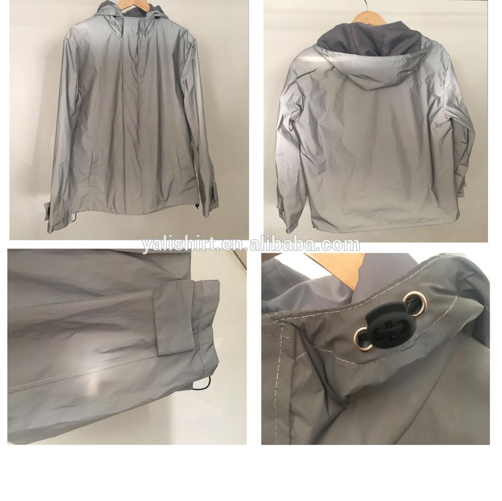 Custom White Mens Reflective Jacket 3m Reflective Windbreaker Printed Winter