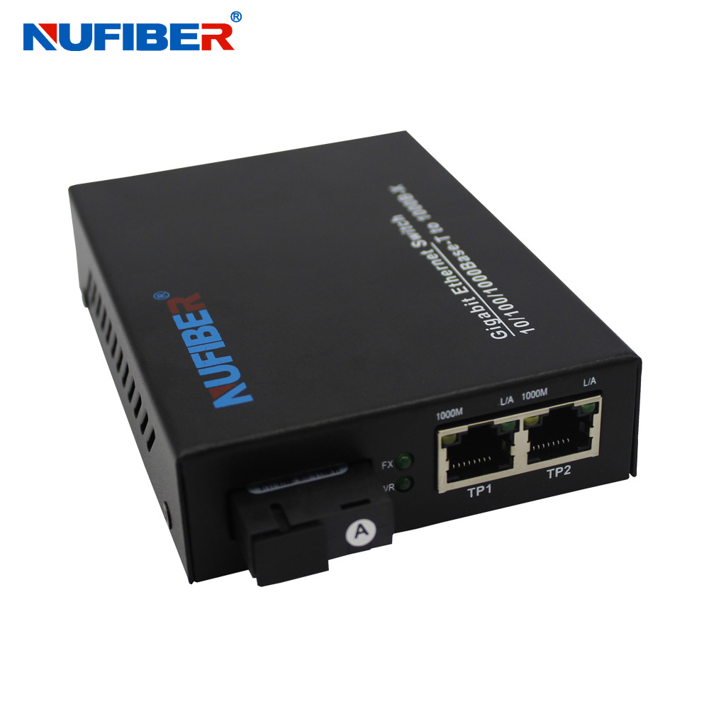 Gigabit Fiber Ethernet Switch Converter With 2 Rj45 1 Fiber Port Network Switch