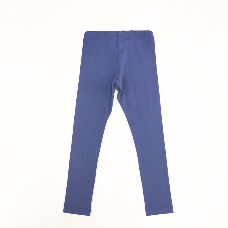 Anti-Wrinkle Knitted Cotton/Spandex Little Girl Leggings with Waistband Button