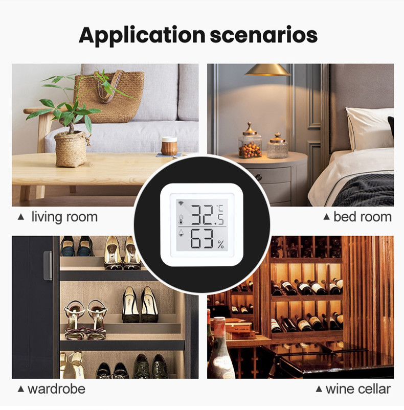 Tuya WIFI Temperature And Humidity Sensor Hygrometer Thermometer With LED Screen Support Amazon Alexa