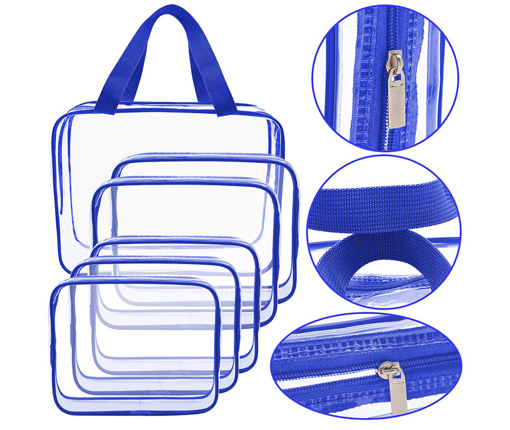 Multifunctional 6pcs Clear PVC Travel Luggage Pouch With Handle