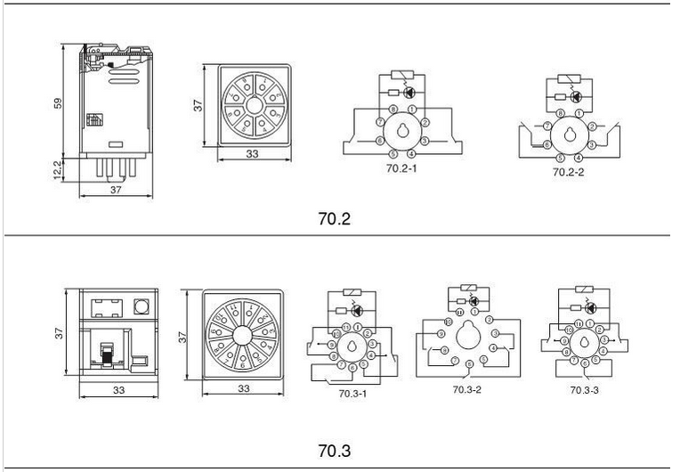 Electric Relay Kampa 70.2 10a 8 Pins 220v dc High Quality