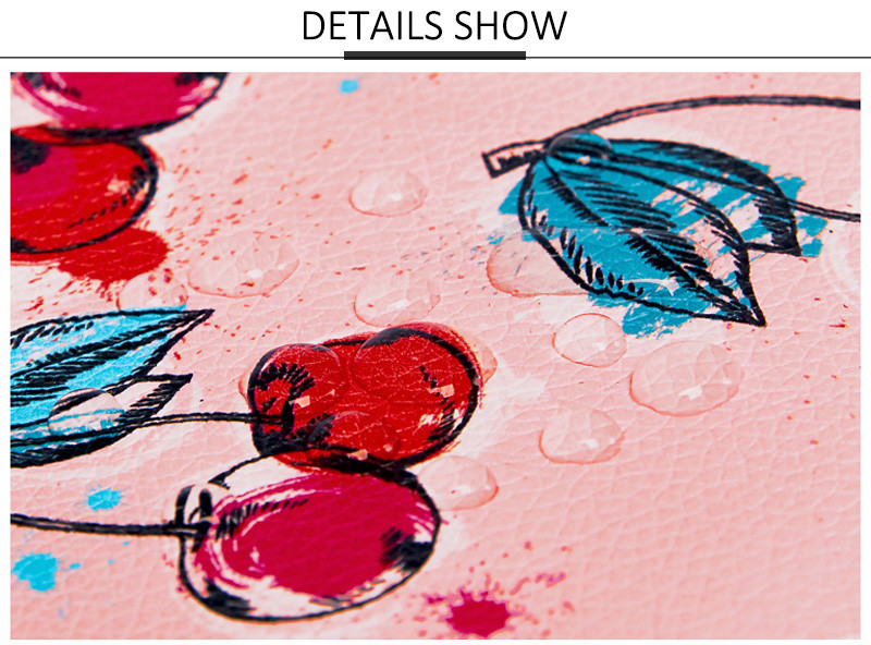 Women Waterproof PU Leather Portable Travel Printed Makeup Bag With Mirror