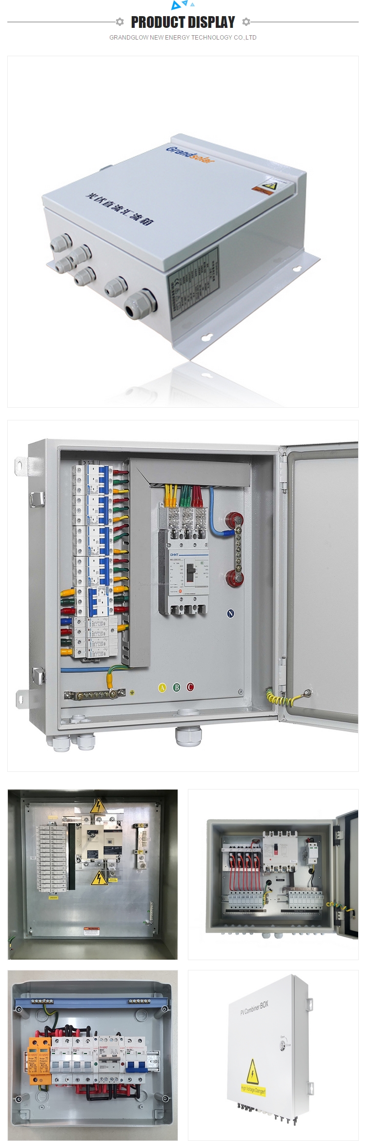16 in 1out 1000vac Junction System Longmax Combiner Box protect the circuit from PV panels